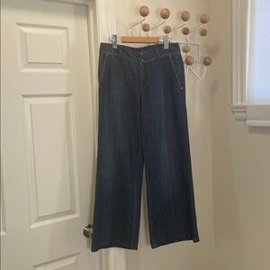 Elie Tahari - High Rise Wide Legged Straight Jeans - Blue  - 6